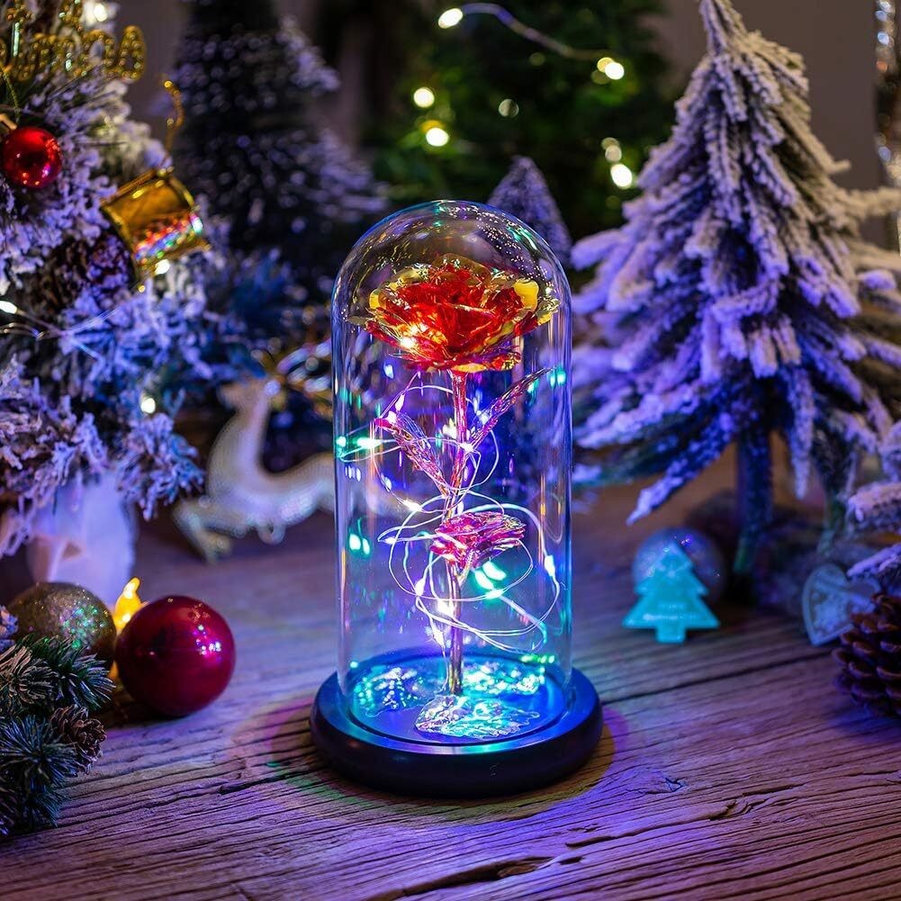 Valentine’s Day Gift Enchanted Eternal LED Rose Flower In Glass Dome LED Light