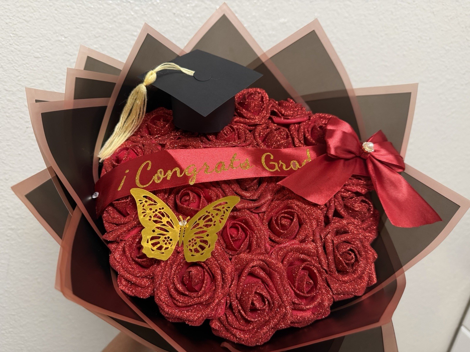 Personalized Artificial Silk Rose Flower Arrangement Centerpiece Pink/White/Red