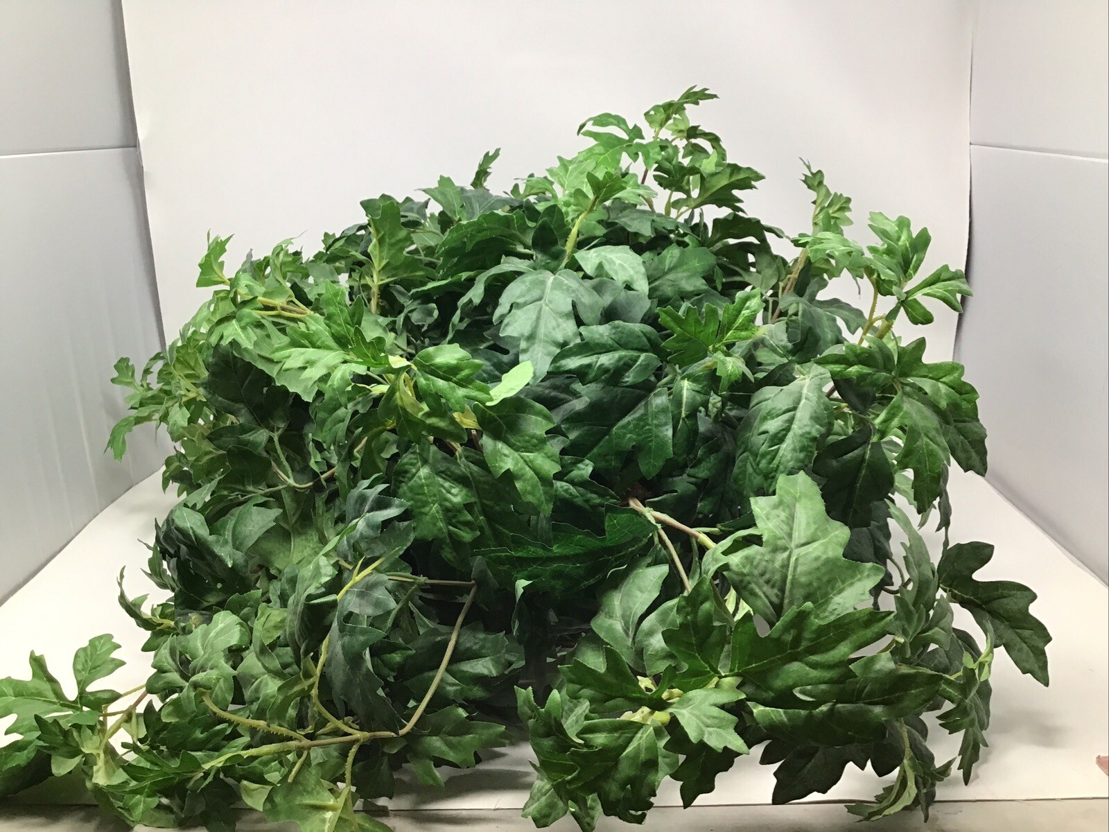 Large Artificial Silk Green Leafy Plant In Brass Hosley Planter