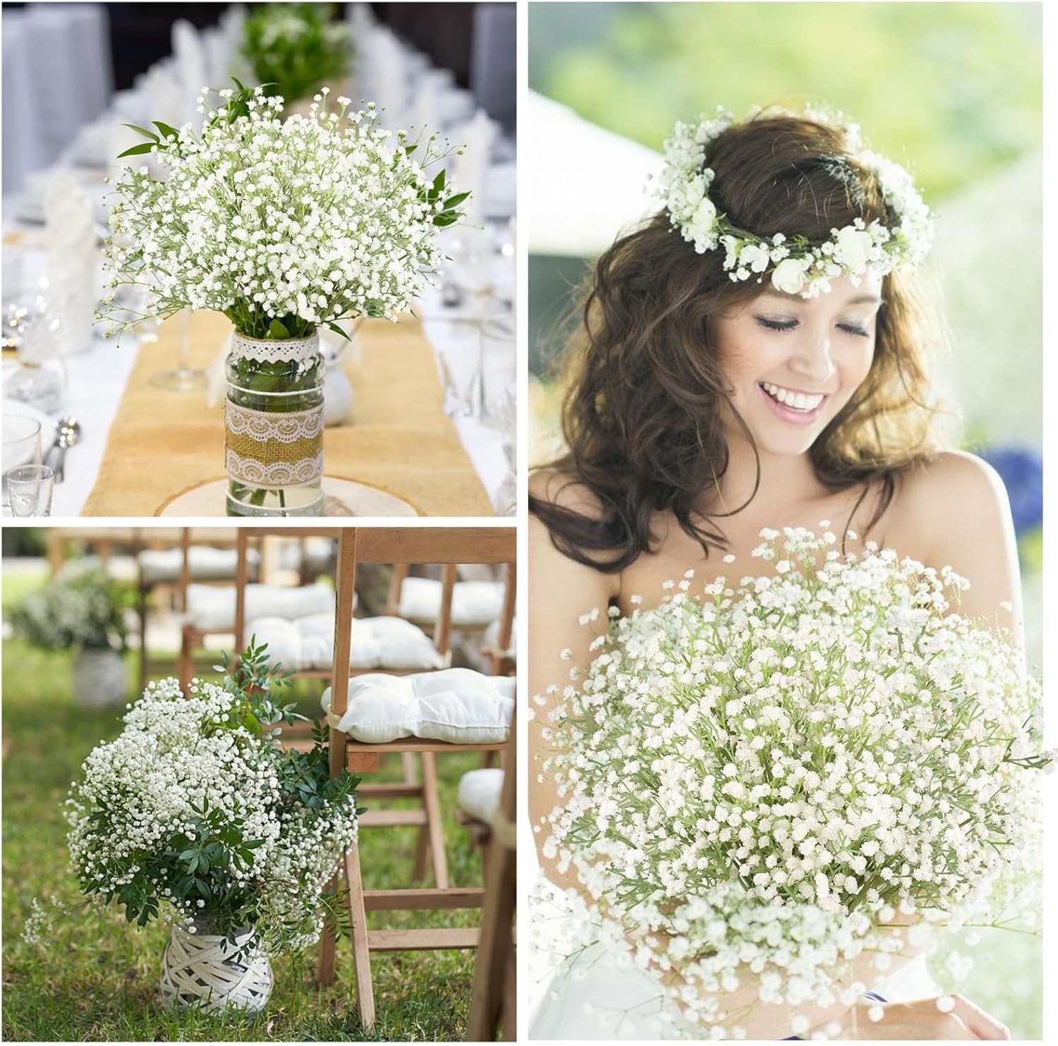 50× Artificial Baby Breath Flowers Fake Flowers Bulk Real Touch Bouquet Decor US