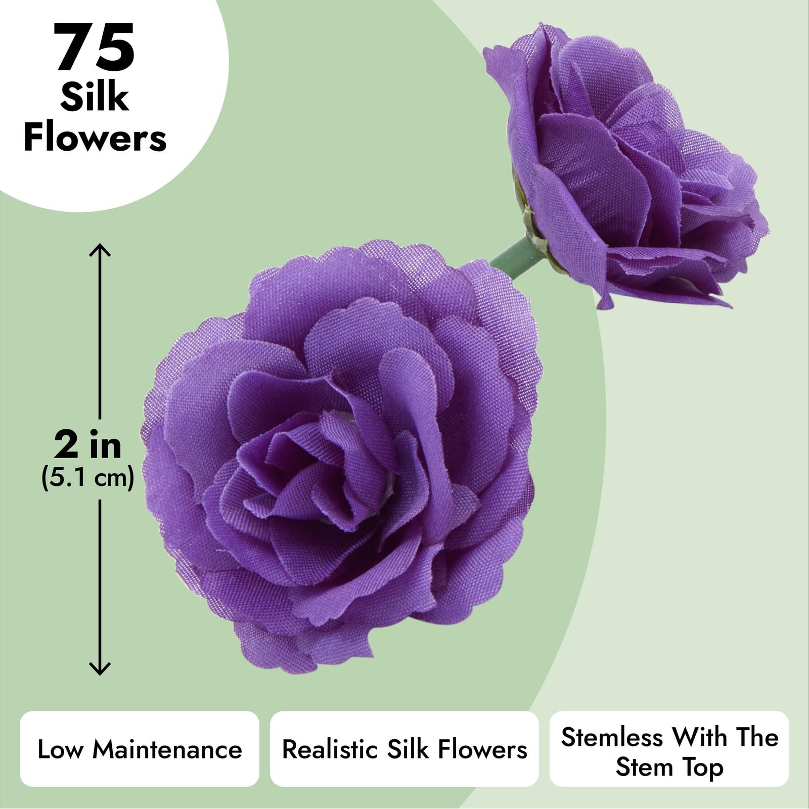 Bright Creations Silk Rose Heads 75 Pack Purple Flowers Wedding Decorations