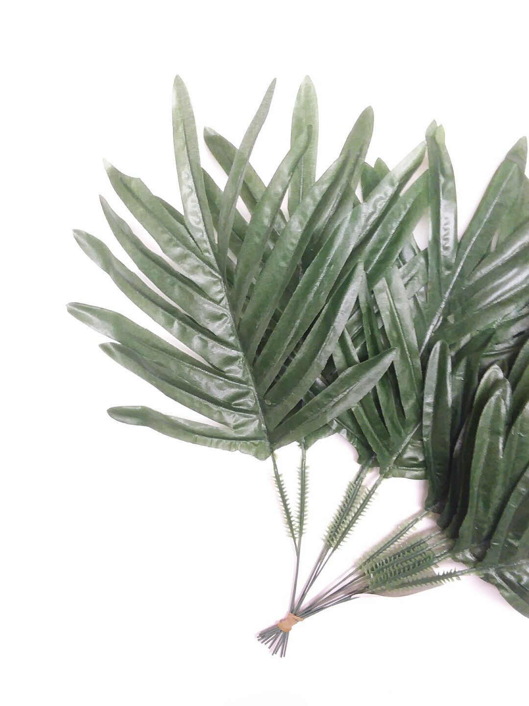 (12 Leaves) 12″ Green Fern Palm Silk Greenery Plant Flower In/Outdoor Decor USA