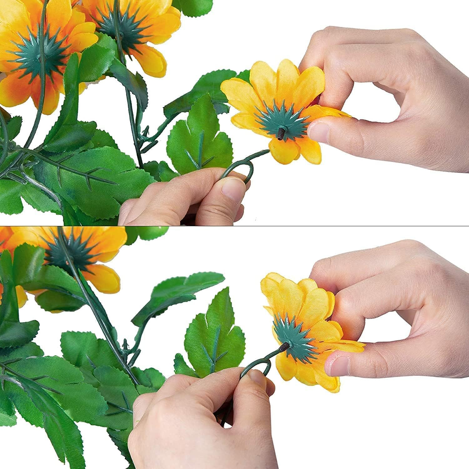 2 Pcs Artificial Sunflower Garland,Sunflower Vine with Leaves,Hanging Garland wi