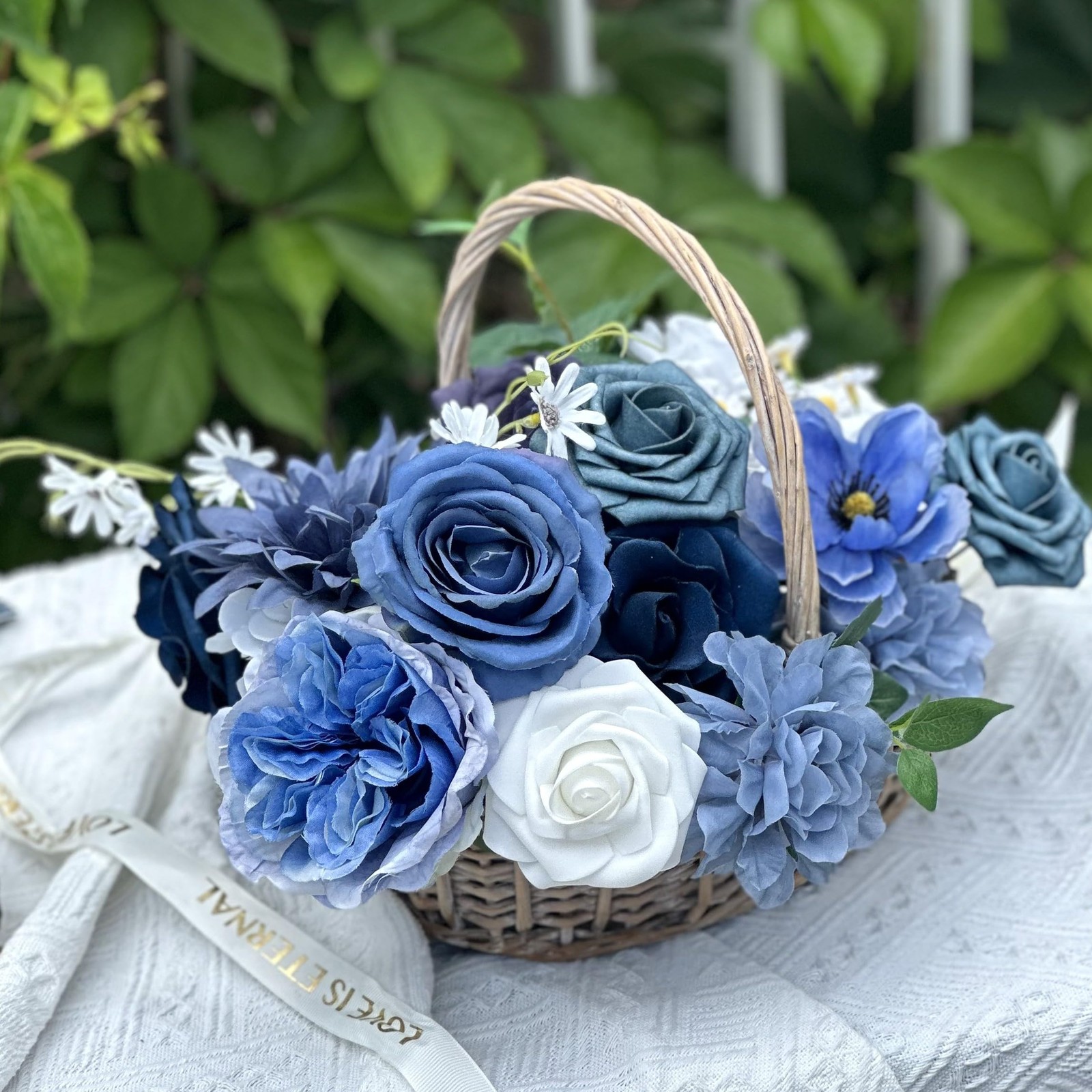 Dusty Blue Roses Silk Artificial Flowers Combo for DIY Bouquet Centerpieces F…
