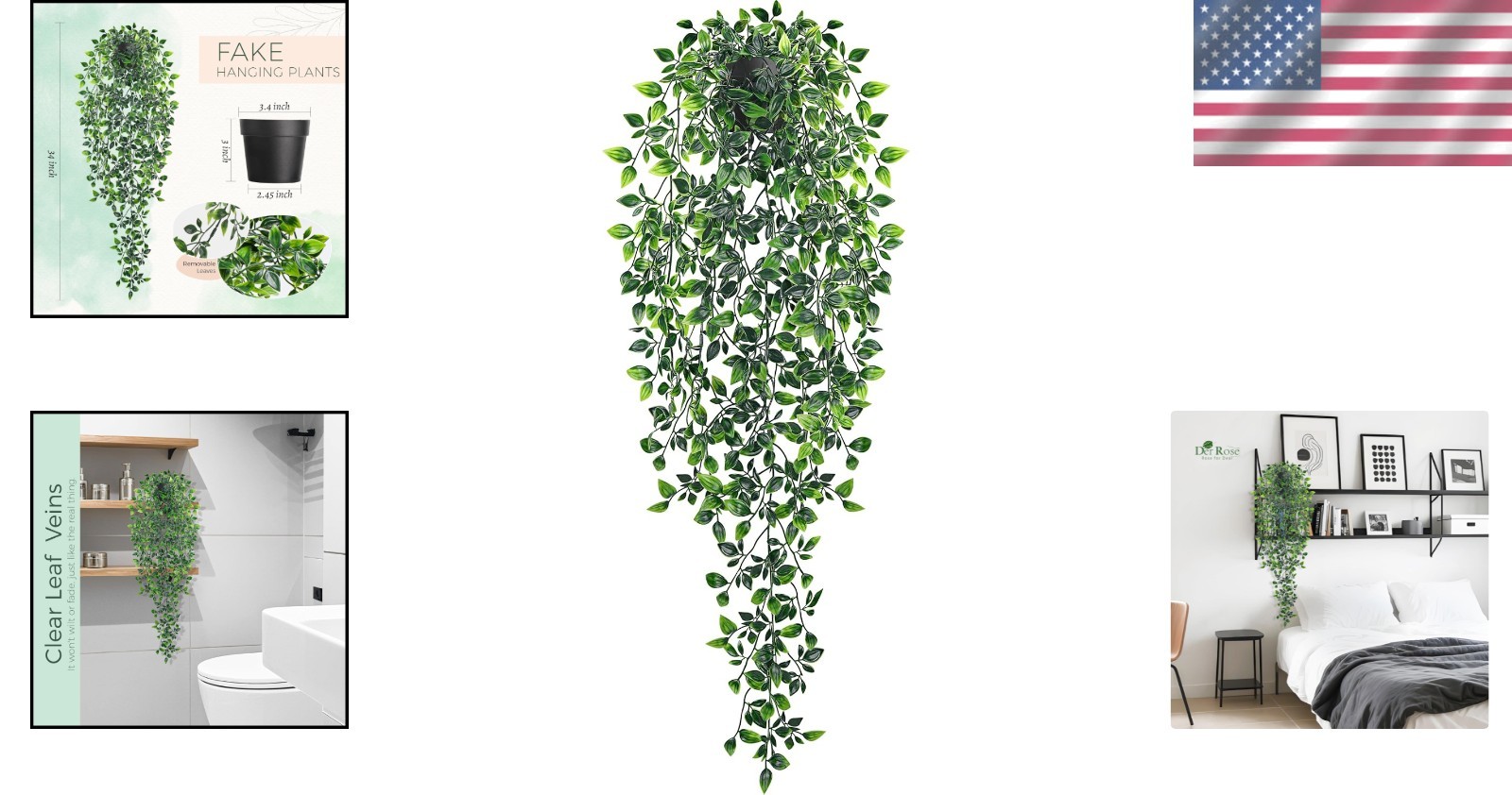 34” Fake Hanging Plants Artificial Potted Mandala Vine Plants Indoor and Out…