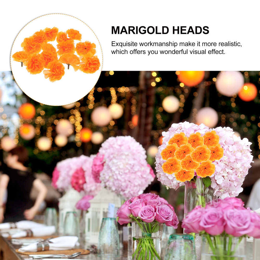50PCS Wedding Marigold Flowers Marigold Flower Head Artificial Marigold Flowers