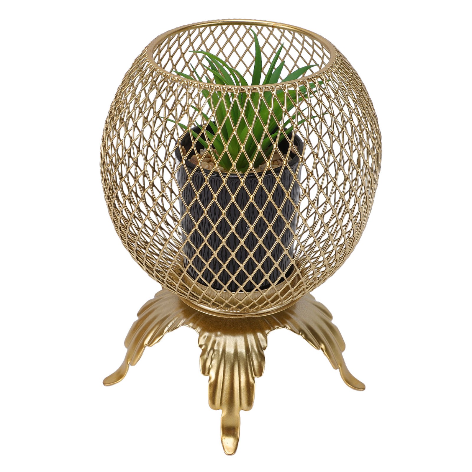 2-Decorative Fake Plant With Metal Cage Indoor Home Entryway Decor