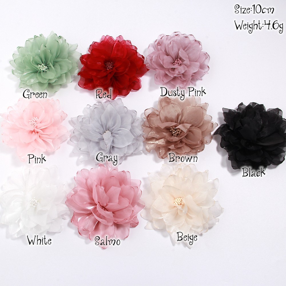 10CM Chiffon Handmade 3D Fabric Artificial Gauze Flower For Wedding Dress Hats