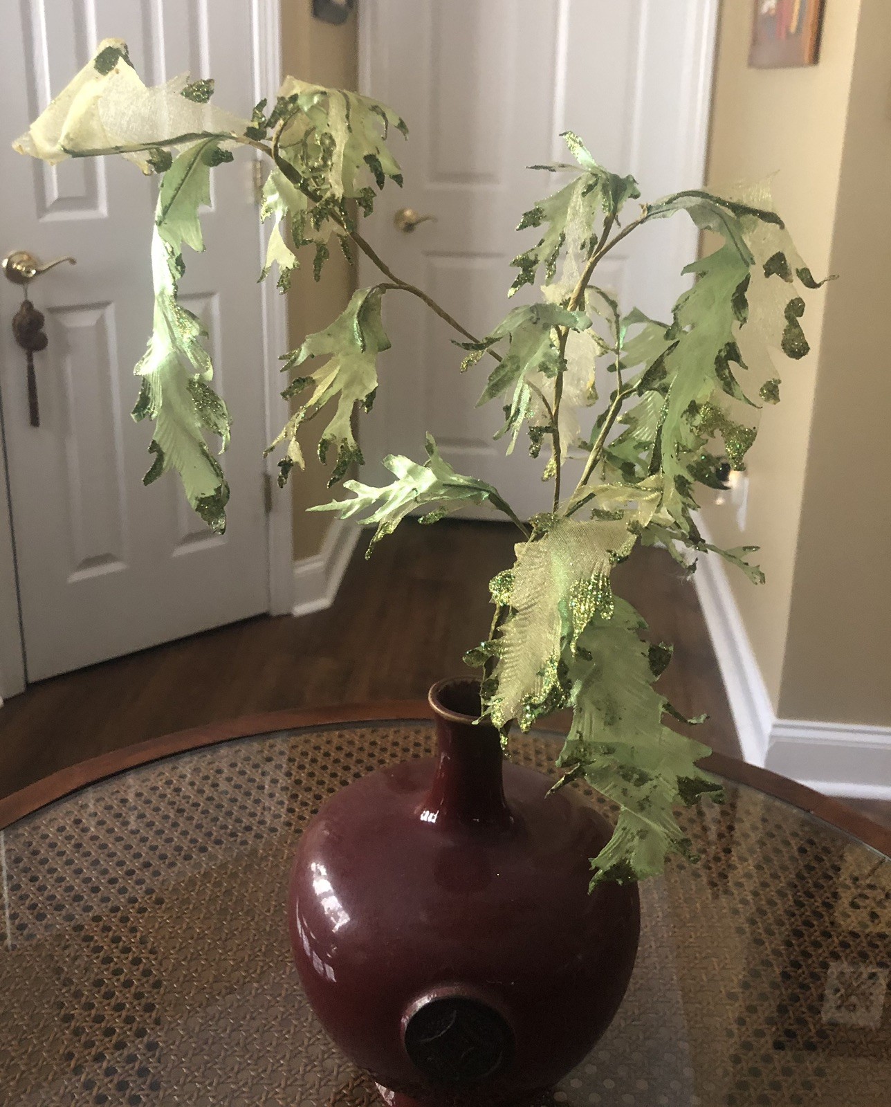 UNIQUE LIME AQUA IRIDESCENT SEAWEED WIRED SPRAY STEM VASE DECORATION