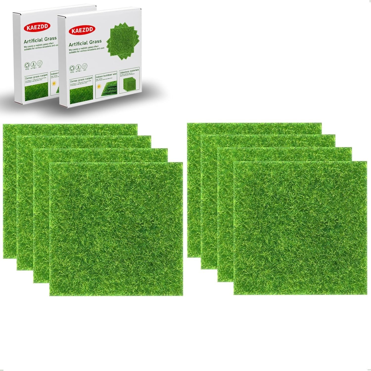 Versatile 8 Pack 6-Inch Artificial Grass Tiles for Creative Crafting Projects
