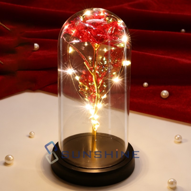 Eternal Crystal Rose Gifts for Women, Preserved Real Forever in Glass Dome Rose