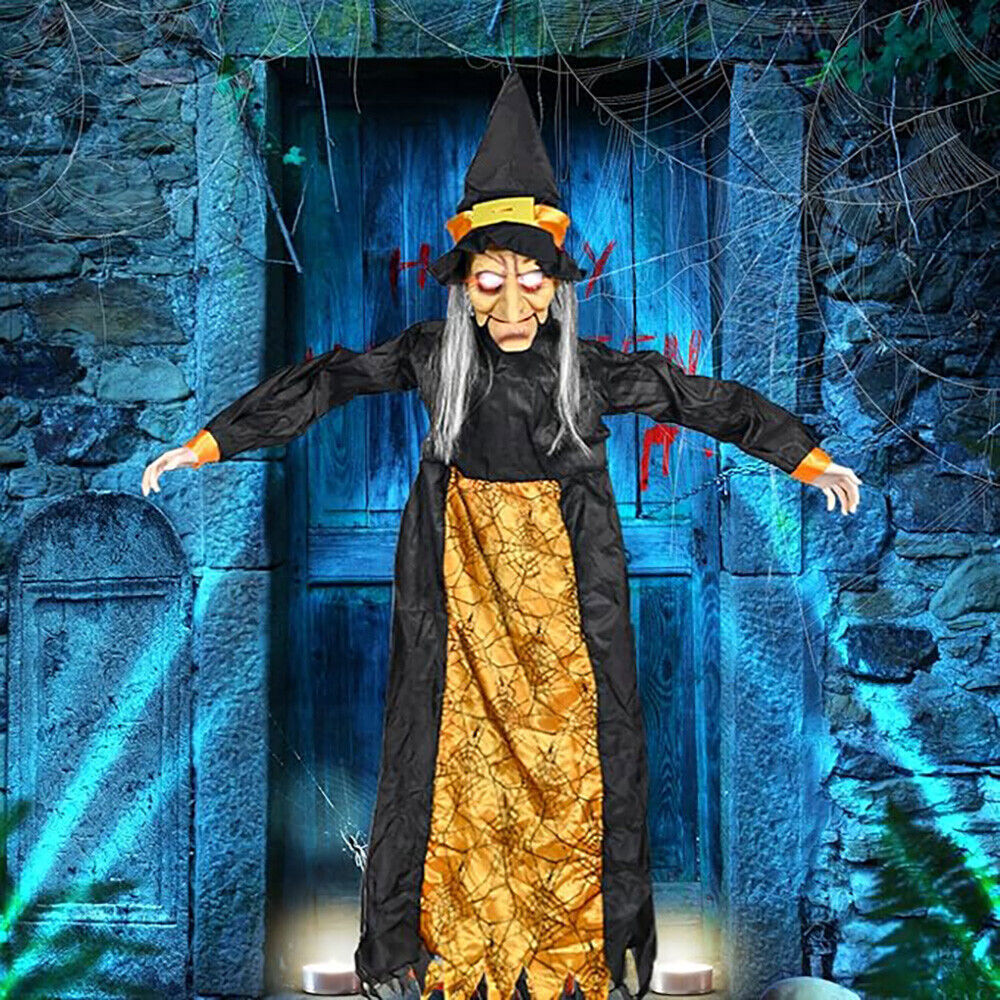 Halloween Lifesize Talking Witch Animated Display Prop w/ LED Eyes&Spooky Sounds
