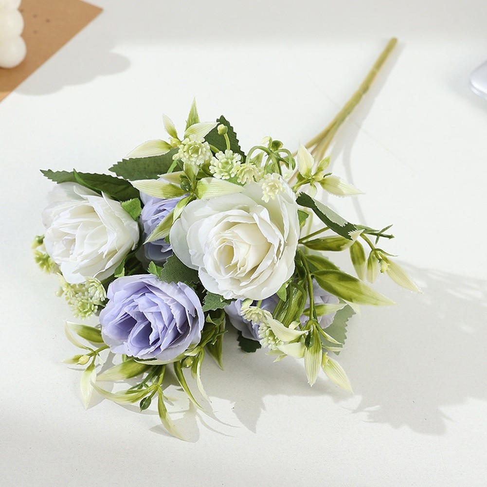 Wedding Decor Silk Rose Bouquet 5 Bloom 32cm for Bridal Shower and Anniversary