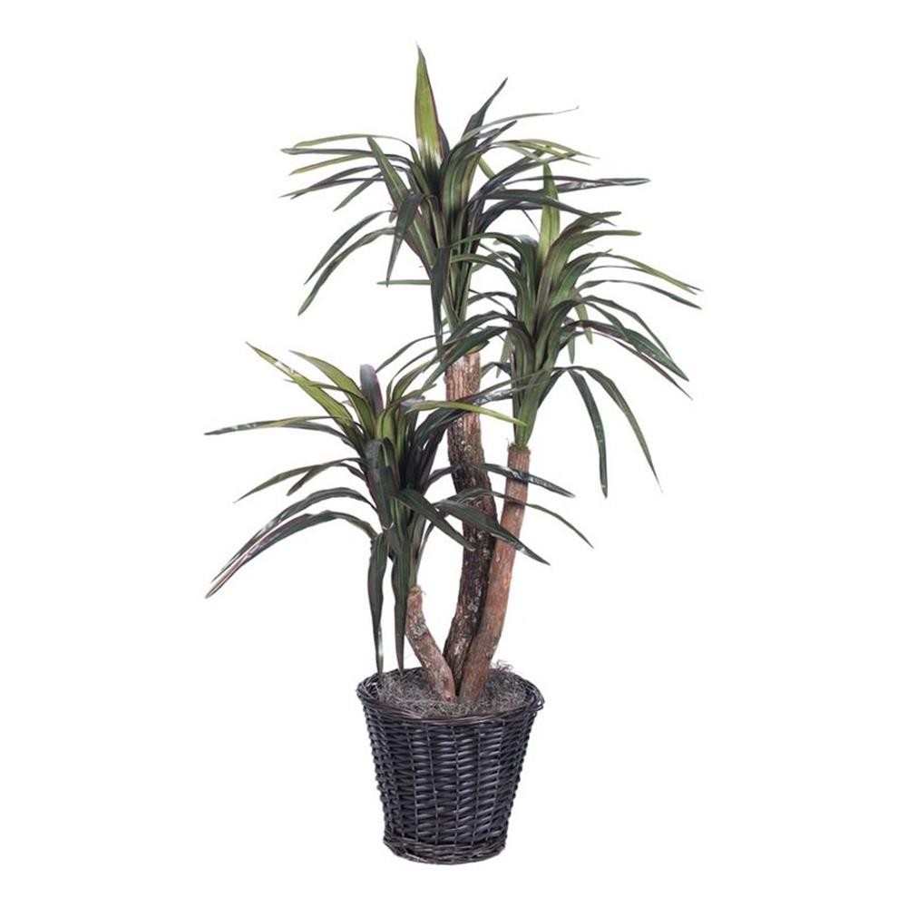 Vickerman 4′ Artificial Marginata Extra Full Bush with Basket in Dark Green