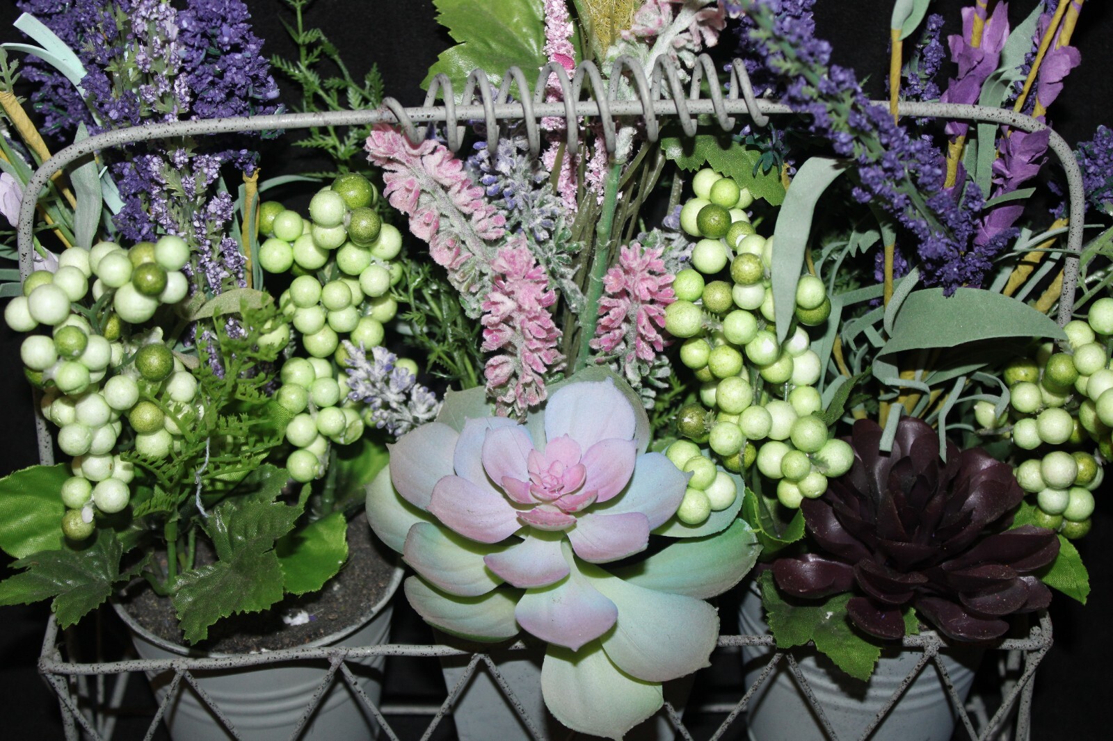 Mixed Artificial Succulent Arrangement in Metal Planter