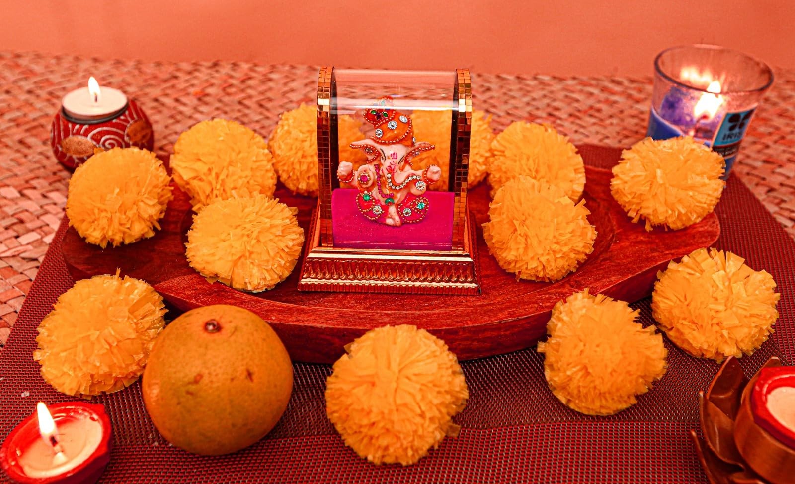 60 pc Artificial Marigold Flowers for Diwali Decorations, Day of The Dead, Dí…