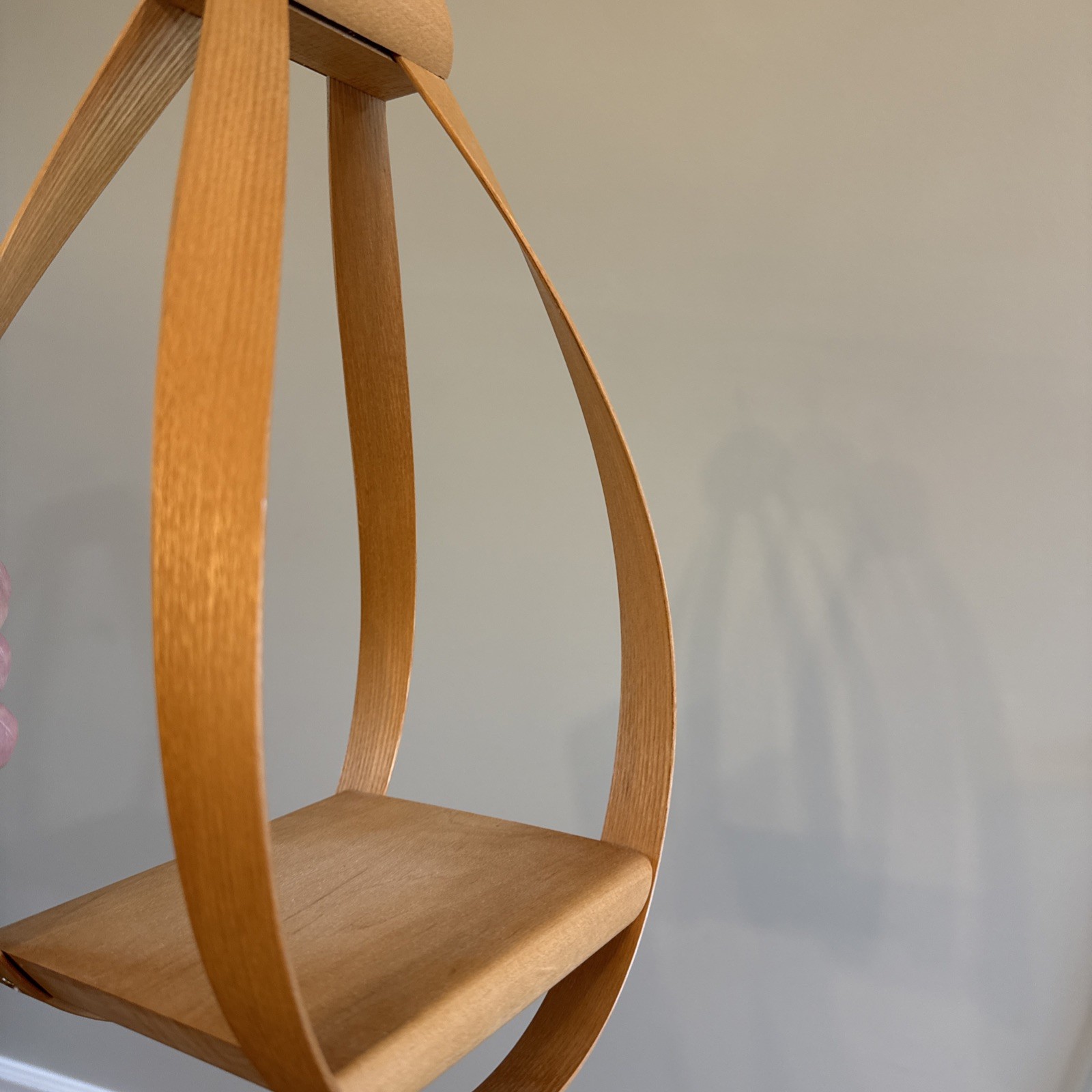 Bentwood Teardrop Hanging MCM 13 inch Wood Plant Planter Stand Shelf with chain