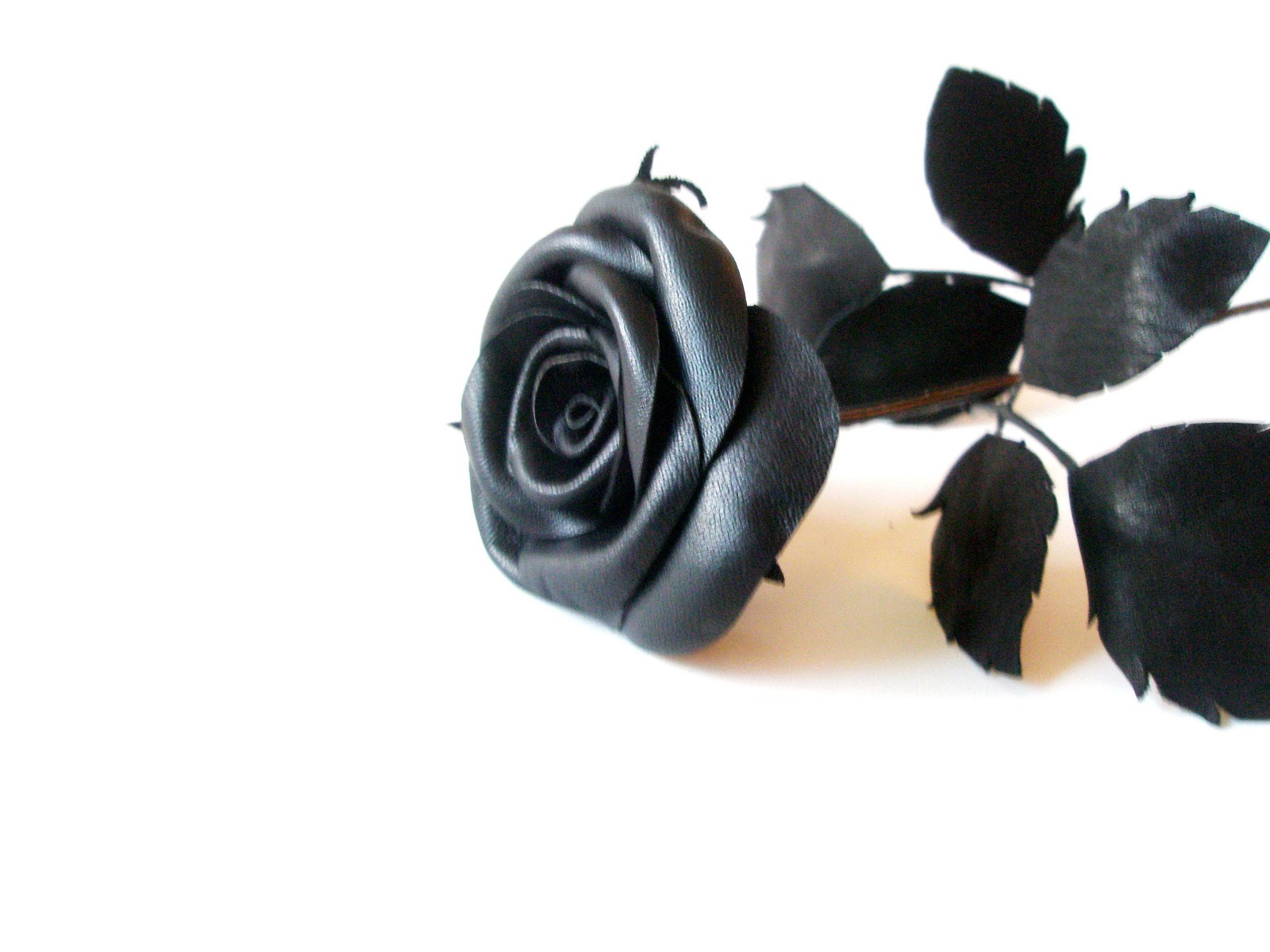 Leather Anniversary Gift pin RoseThird Wedding Anniversary Long Stem flower