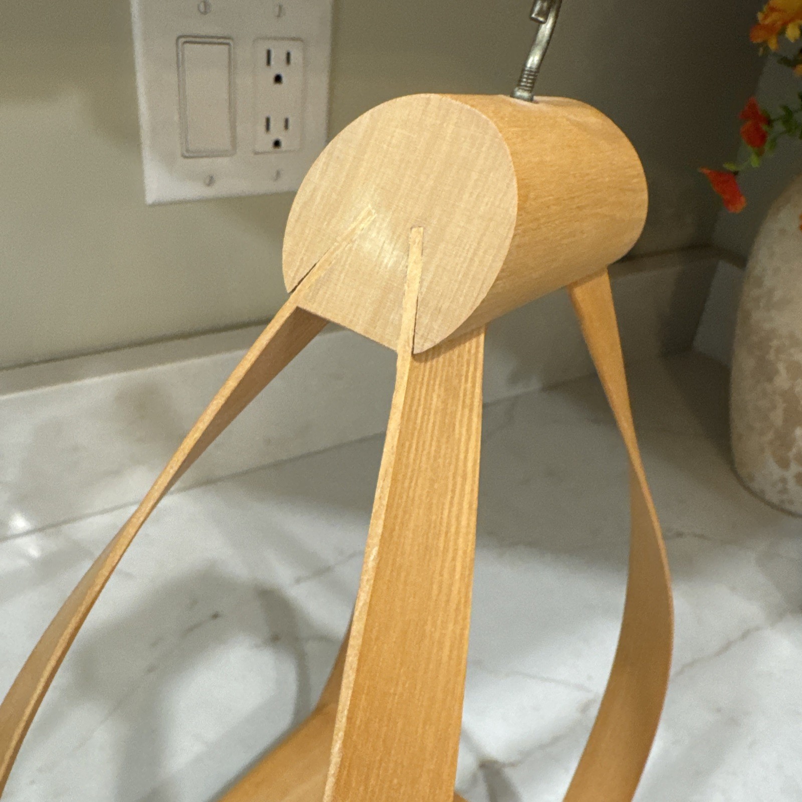Bentwood Teardrop Hanging MCM 13 inch Wood Plant Planter Stand Shelf with chain