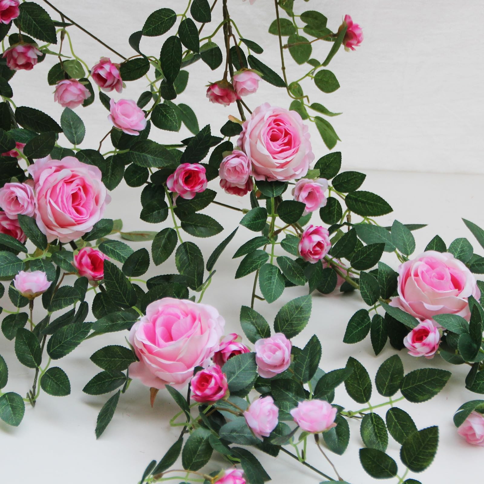 2 PCS 12FT Bendable Flower Garland, Artificial Rose Vine Hanging Floral Garla…