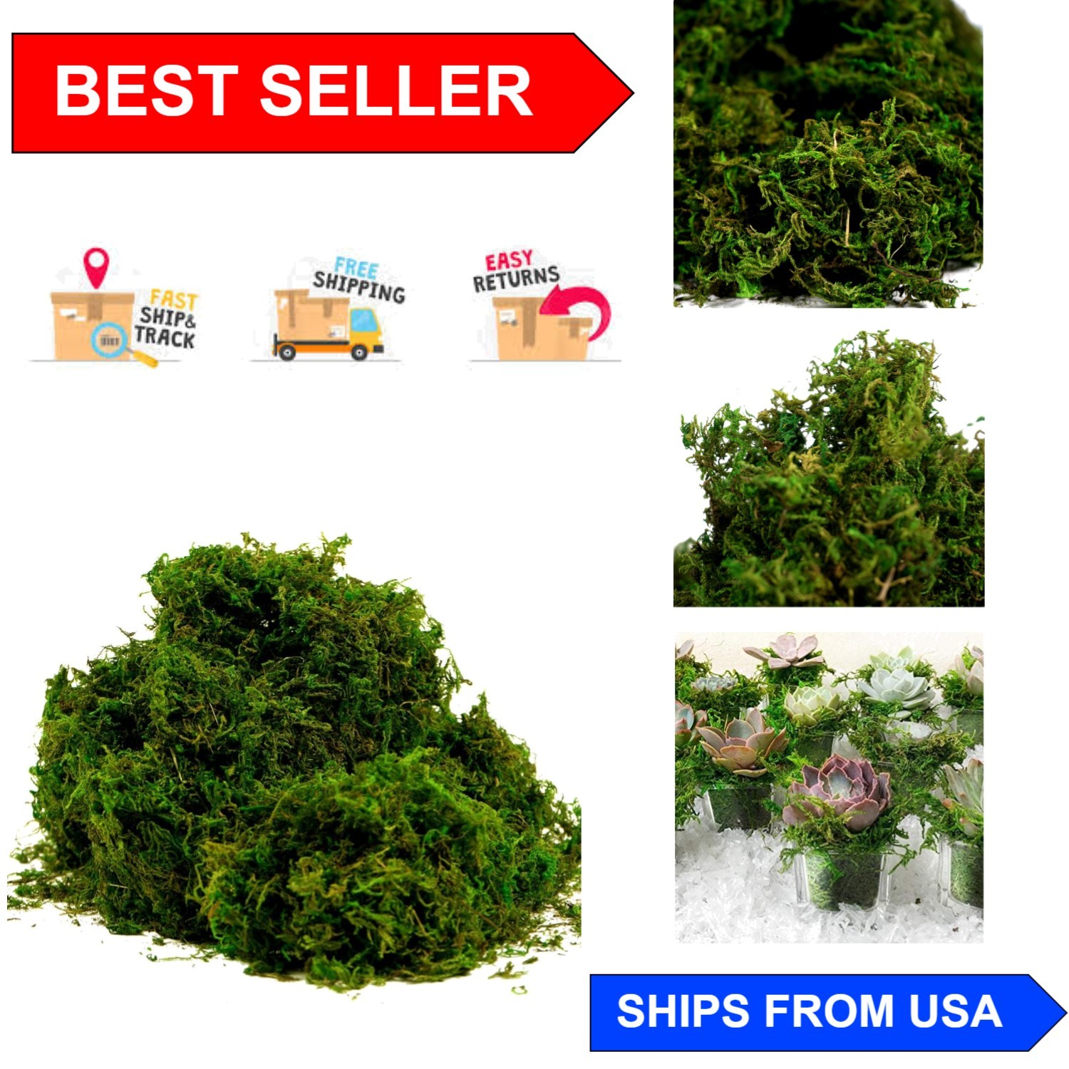 225g Fresh Green Artificial Moss – Ideal for Home Decor & Floral Arrangements