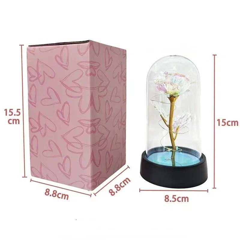 Eternal Forever Galaxy Rose Flower In Glass Dome LED Light Romantic Gift for Her
