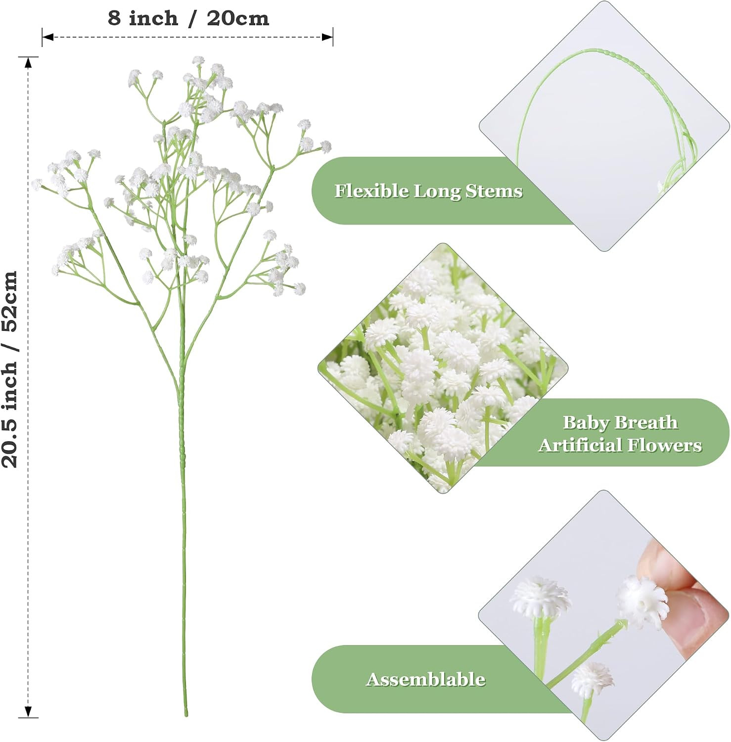 Real Touch Baby’s Breath Artificial Flowers – 30 Pcs for Weddings & Decor