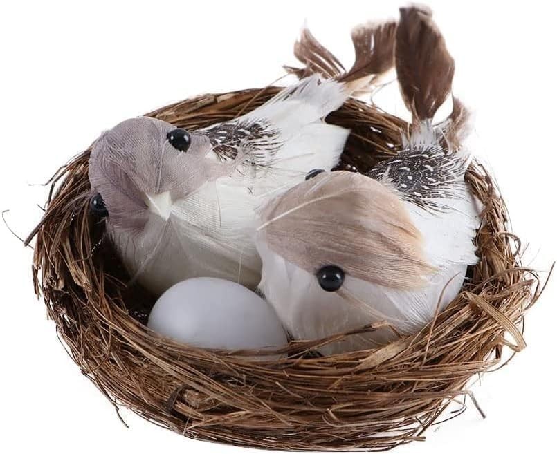 1Set Simulation Bird Nest with Bird and Eggs Decor, Fake Foam Feather Birds, …