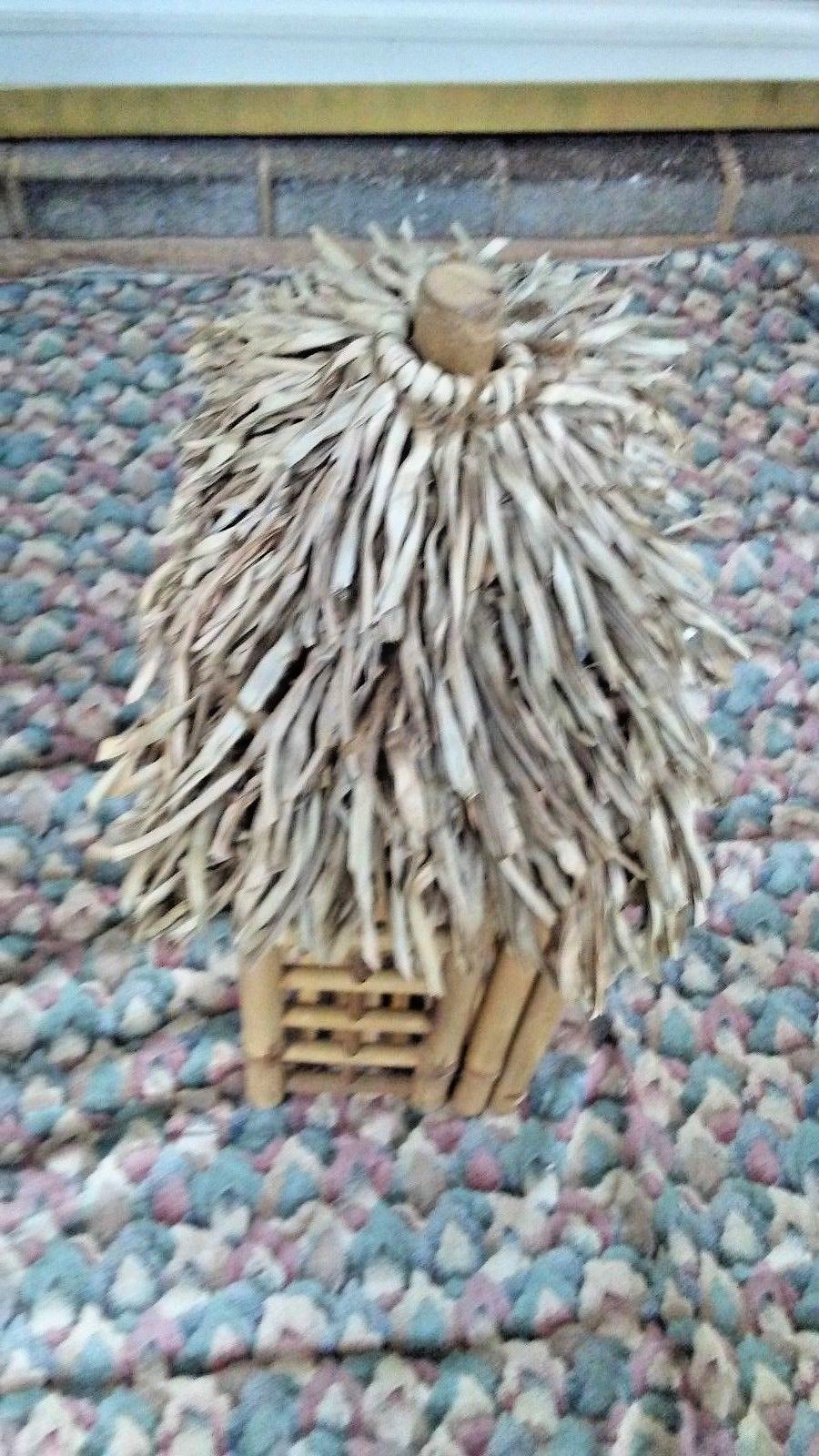 Handmade Bamboo Self 2 Shelves Folding Cover With Palm Tree On Top