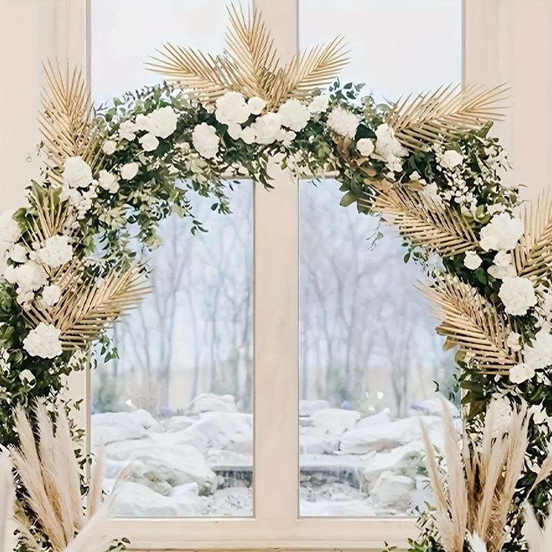 5PCS Gold Artificial Palm Leaves Tropical Faux Plants Home Wedding Vase Decor