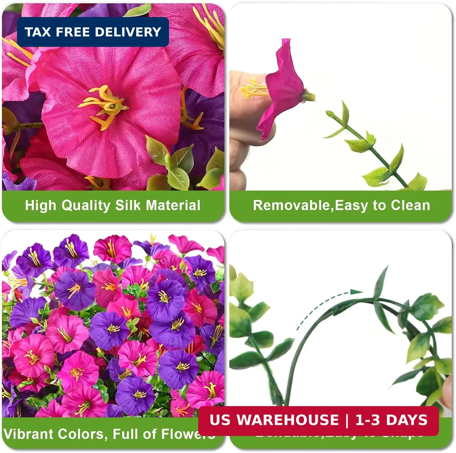 Artificial Flowers for Outdoors, 6-Pack 420 Blooms UV Resistant Hanging Morning