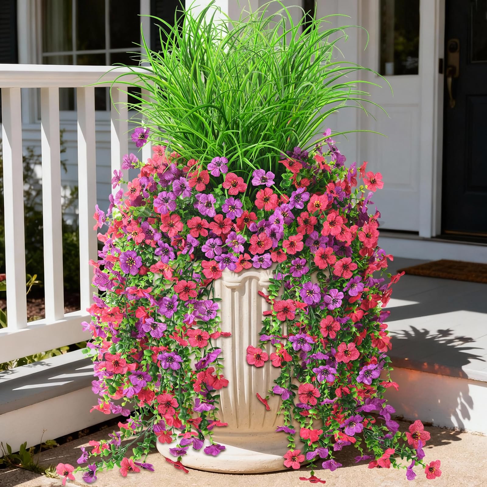 Artificial Hanging Flowers for Outdoors with Wheat Grass, 5 Pcs Fake Hanging …
