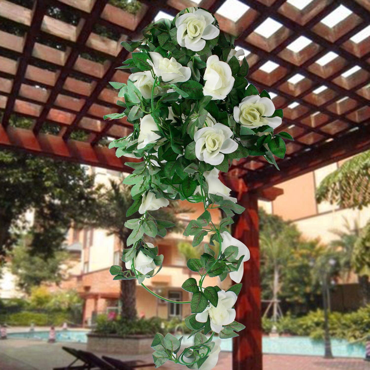 16 FT Fake Rose Vine Garland Artificial Flowers Plants Hanging Rose Ivy Home …