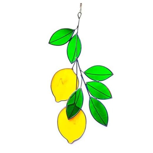 Stained Glass Suncatcher, Handcrafted Window Hanging Decor | Real Stained Lemon