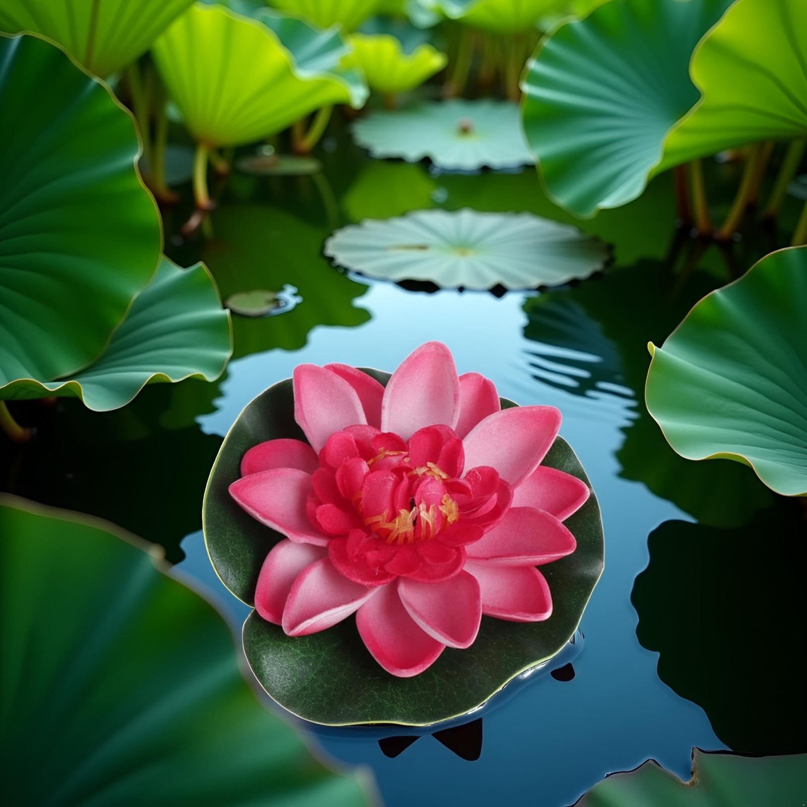 Light Pink Fake Floating Flowers Lotus Water Lily Plants Garden Tank Pond Dec…