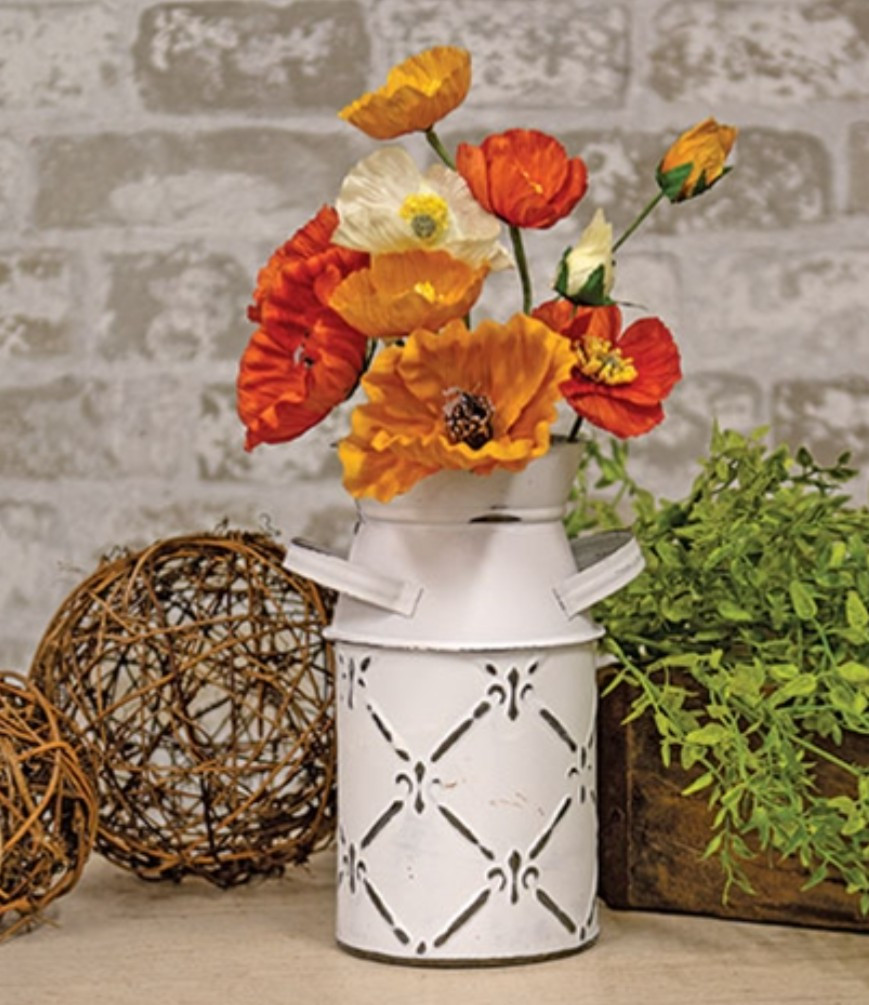 17″ Orange, Cream, & Yellow Poppy Floral Pick