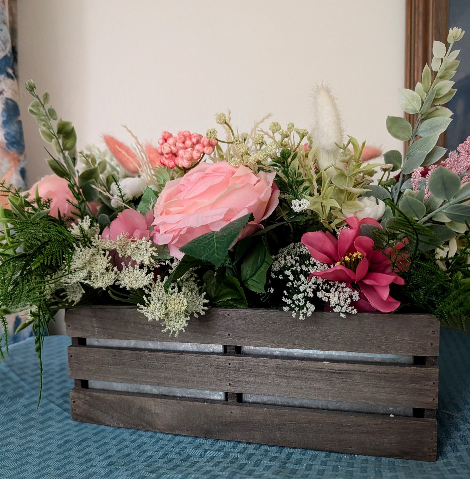 Large Rustic Peony Bouquet in Wood Crate – Country Charm