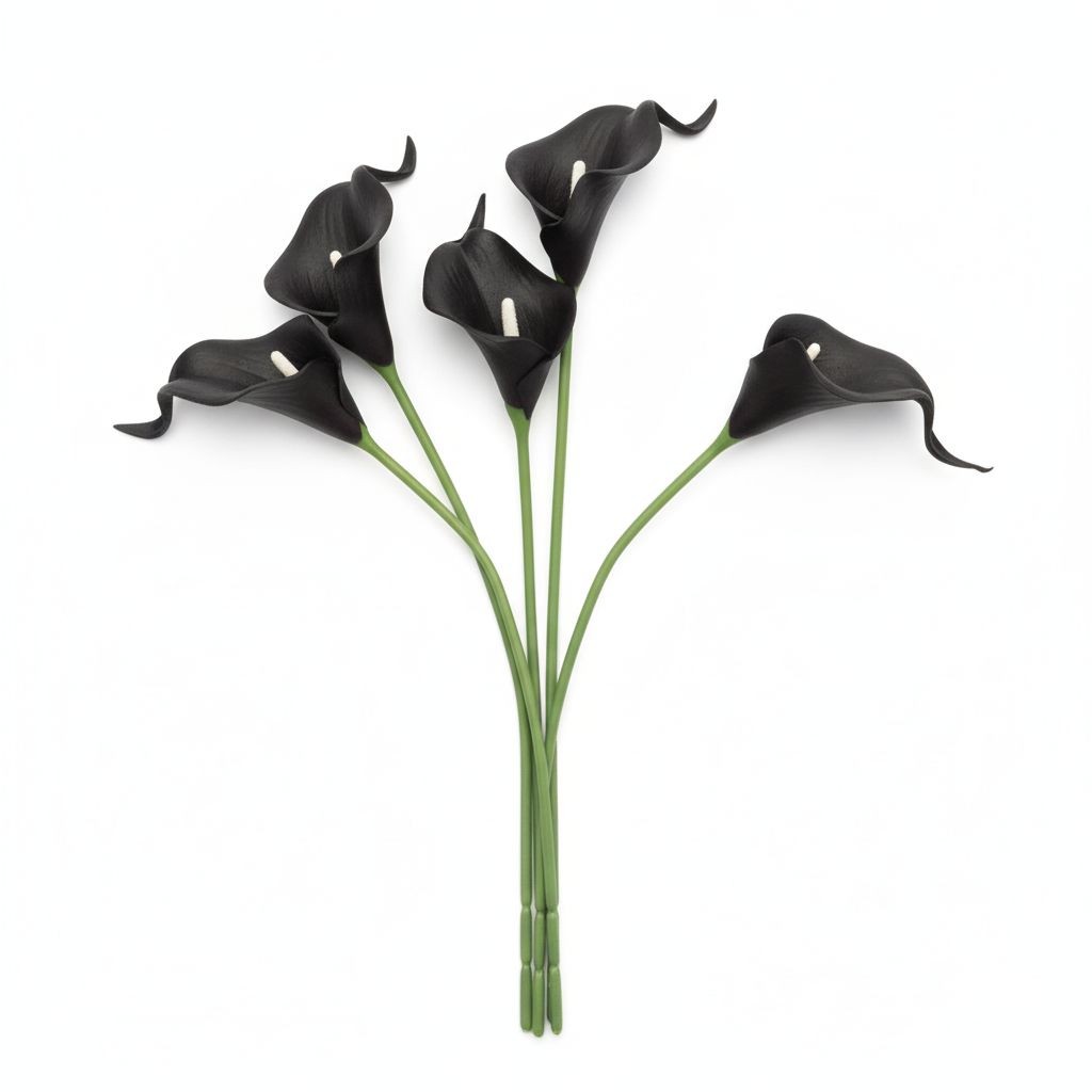 Black Calla Lily Faux Flowers Set of 5 Artificial Stems Gothic Modern Home Decor