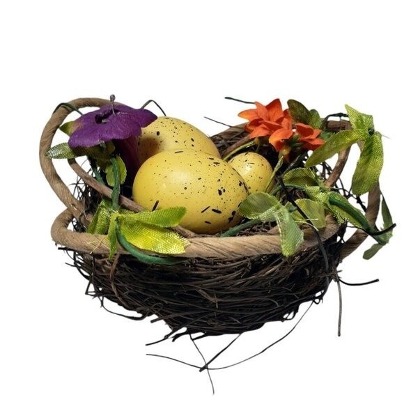 Birds Nest Arrangement with Speckled Eggs 6″ Easter Spring
