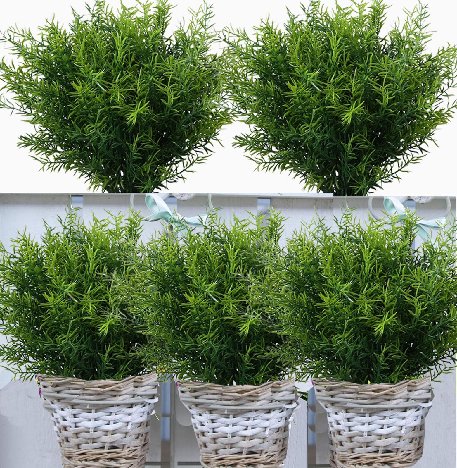 Outdoor Faux Plants Greenery Artificial Flowers Fake Boxwood Shrubs UV Resist…