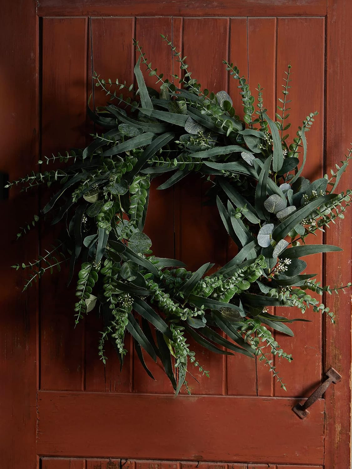 24 Inch Eucalyptus Wreath for Front Door, Large Size Artificial Greenery Willow