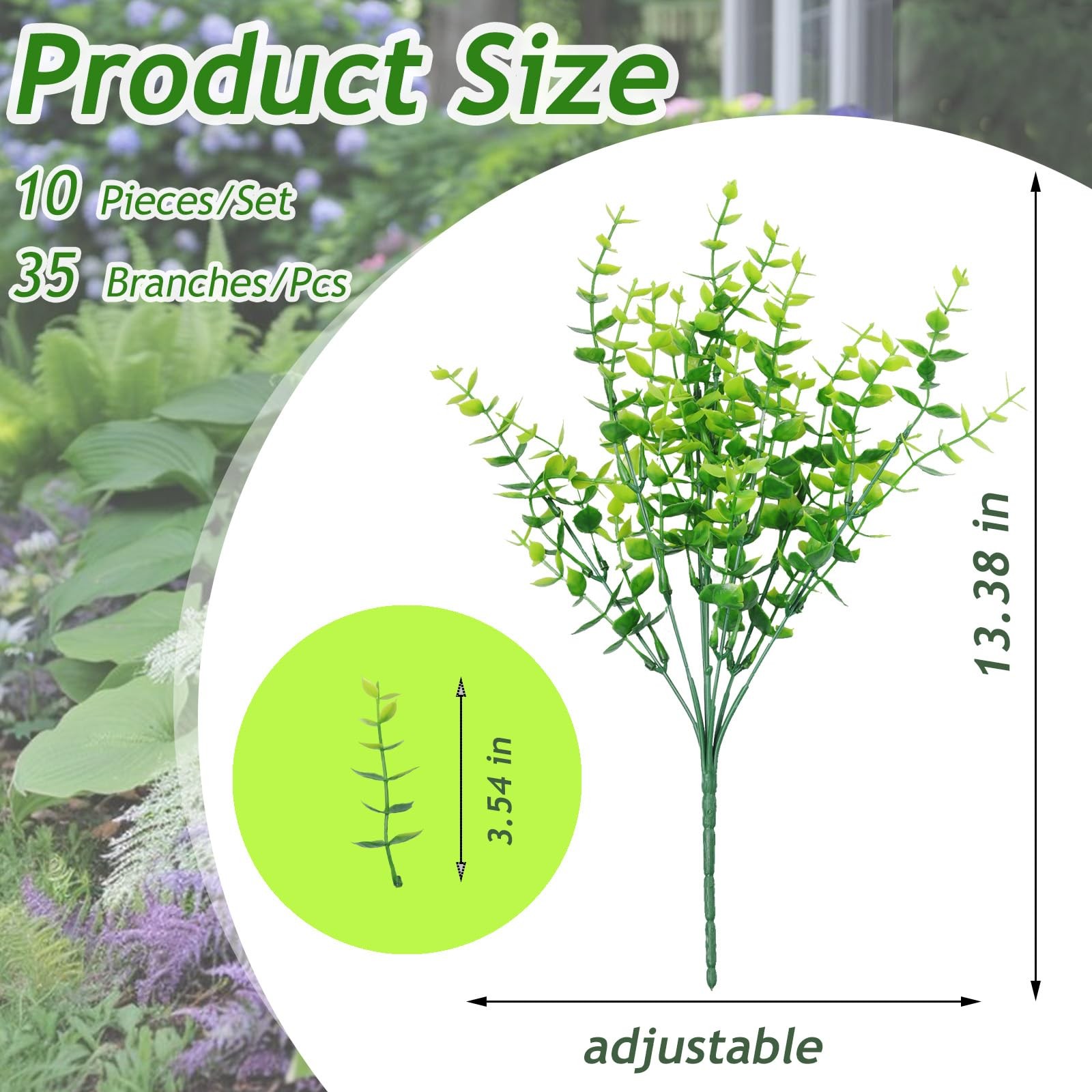 Grever 10 Bundles Artificial Greenery Boxwood Fake Plants UV Resistant Plasti…