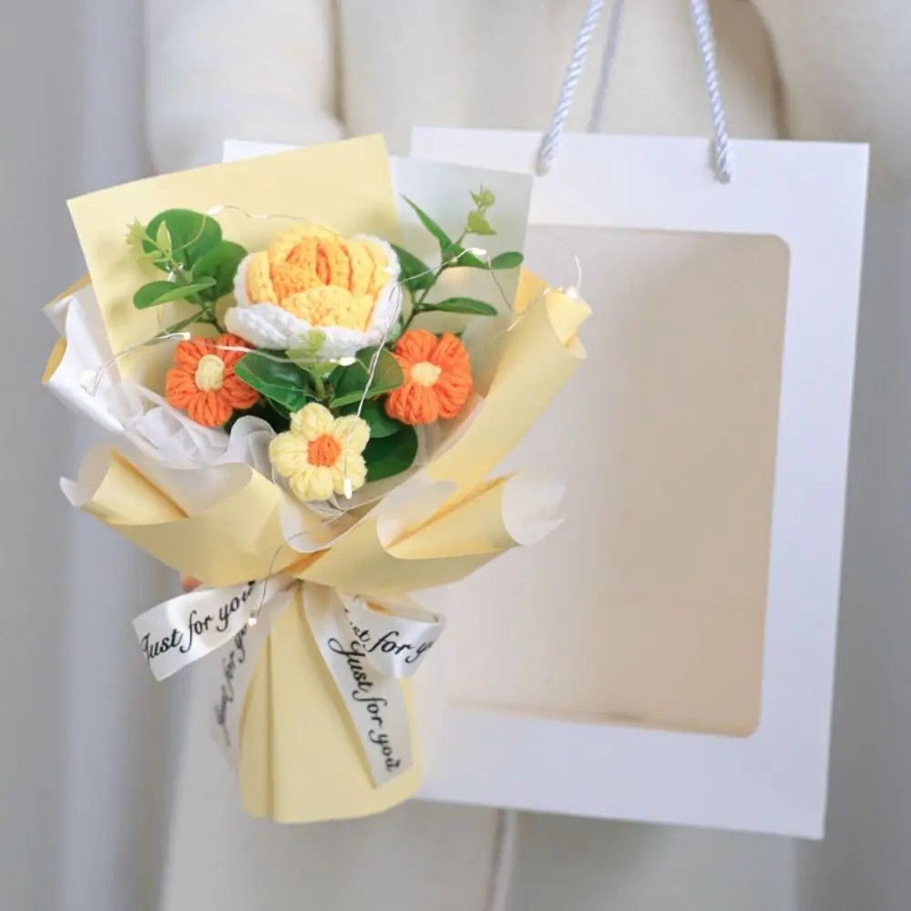 Crochet Daisy Flower Bouquet – Knit Floral Home Decor