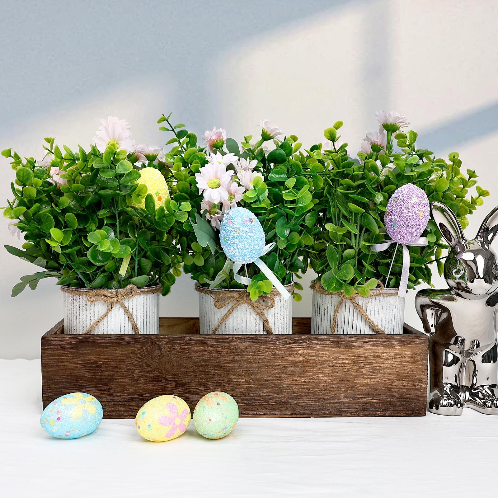 DIYDOFUN Spring Easter Table Decorations Centerpieces – Set of 6 PreMade Eggs…