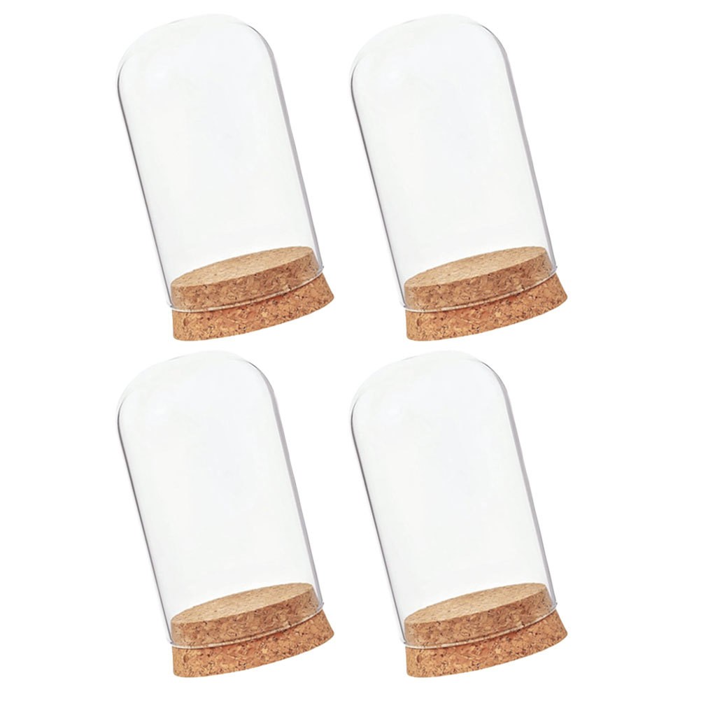 4Pcs Durable Transparent Glass Bell Jar Covers for Flower Protection