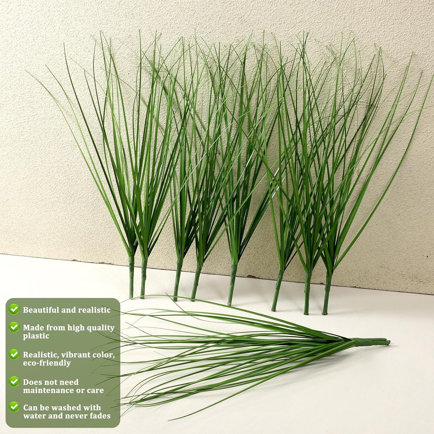 10 PCS Artificial Wheat Grass Plants, 14.6 Inch Faux Shrubs Wheat Grass Green…