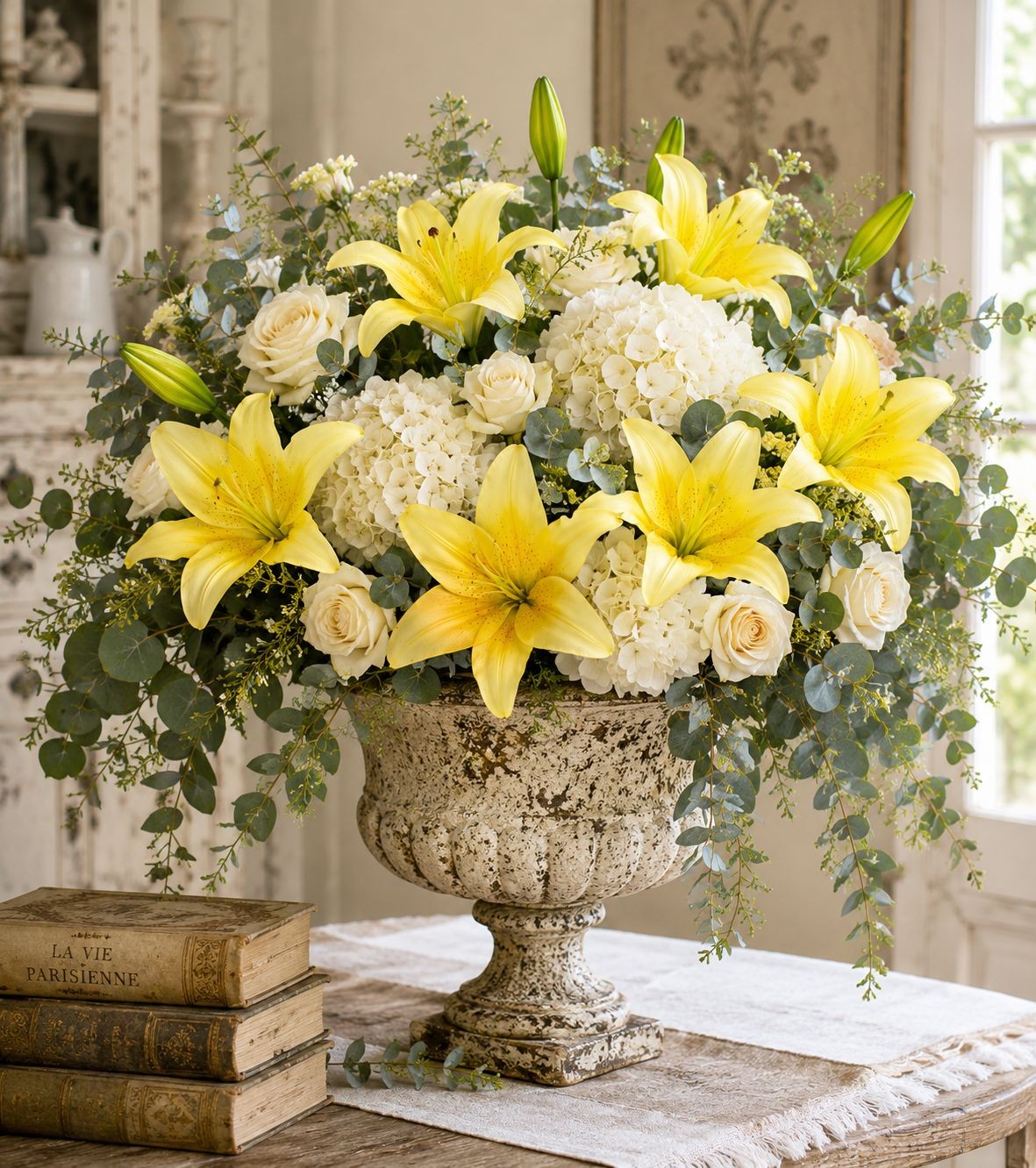Real Touch Yellow Lily Stems Set of 2, Artificial Lily Flowers, Faux Floral Stem