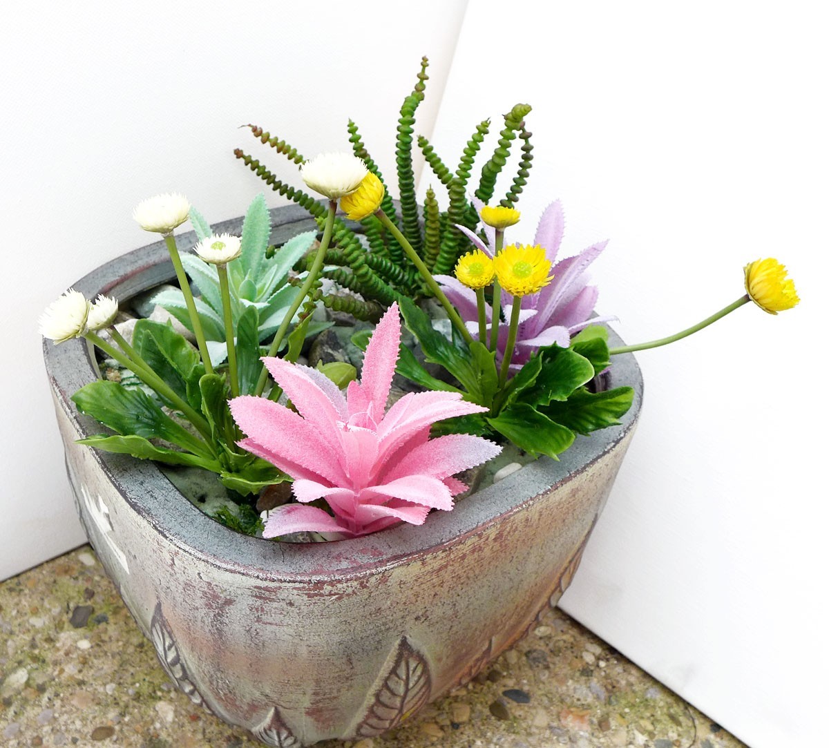 6 Pcs Artificial Plants Flocking Succulents Blooming Flowers (#158)