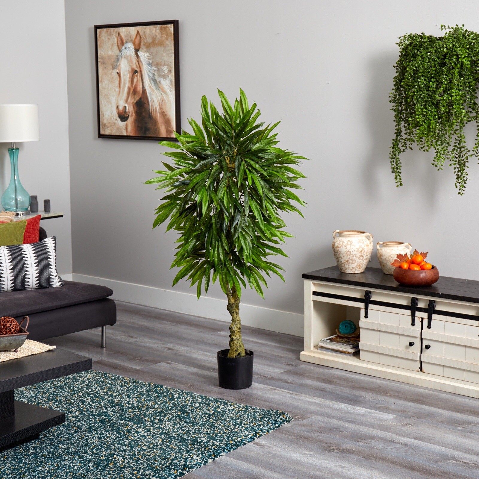 4.5’ Mango Leave Artificial Tree UV (Indoor/Outdoor) Home Decor. Retail $219
