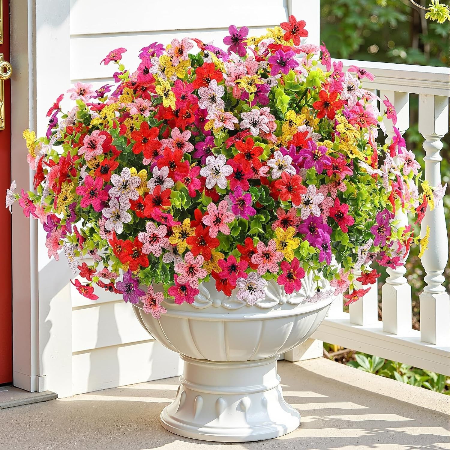 24 Bundles Artificial Flowers for Outdoors Decoration, Faux Plants Fake Silk …